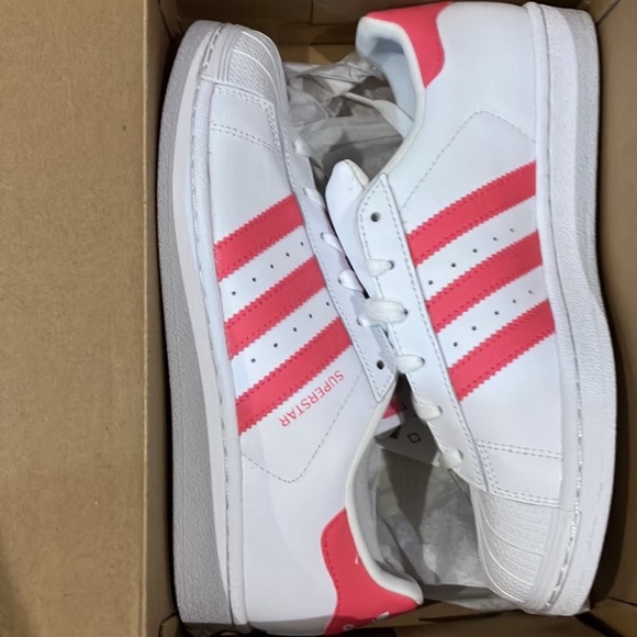 Adidas Superstar J Cloud White Real Pink Shoes CG6608 big kids - Picture 7 of 16